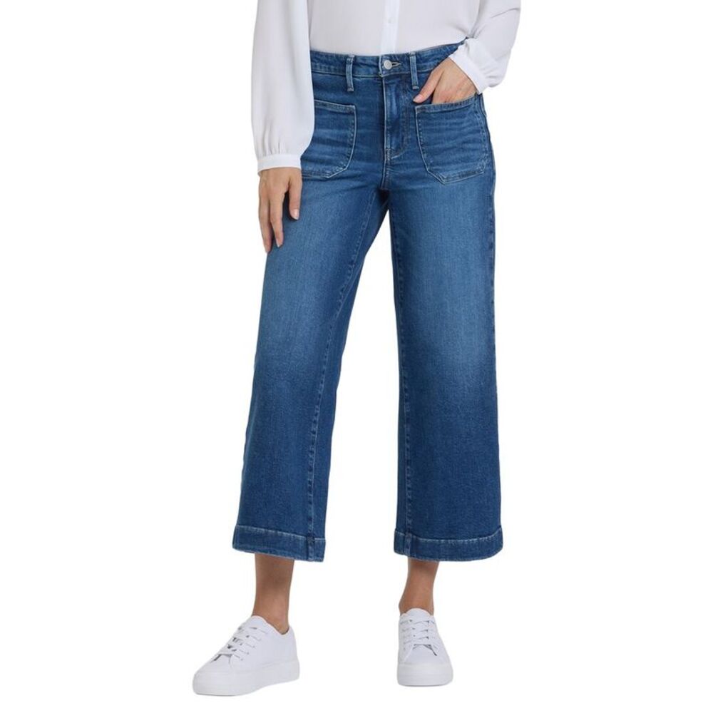 Nydj Womens  Petite Teresa Opera Blue Wide Leg Jean
